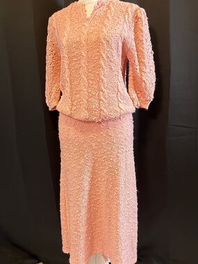Vintage Pink Two-Piece Skirt Set